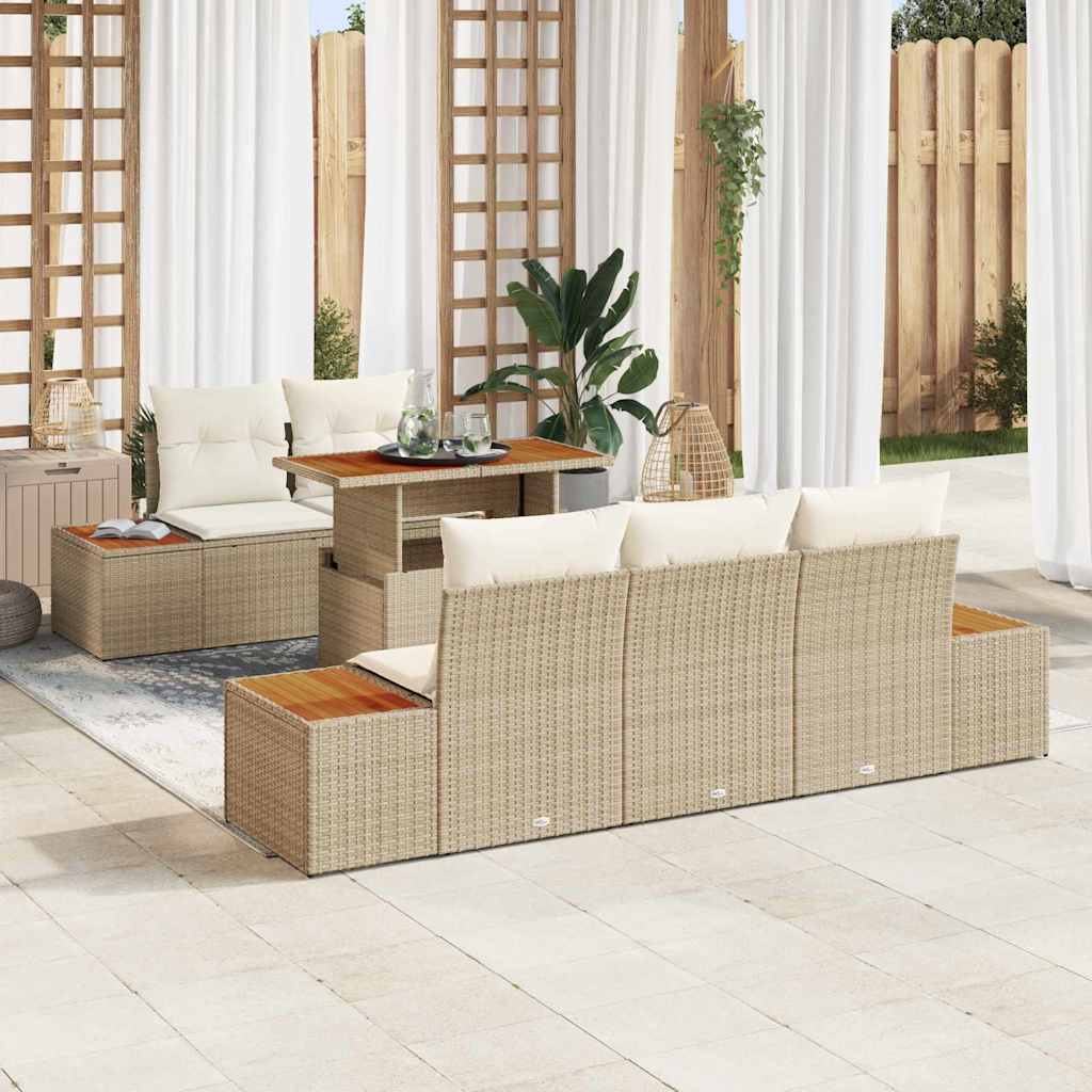 vidaXL Conjunto de Sofá de Jardim 6 pcs Preto Rattan Sintético