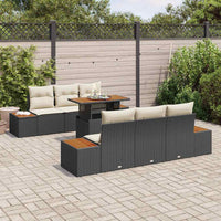 vidaXL Conjunto de Sofá de Jardim 7 pcs Preto Rattan Sintético