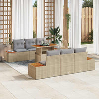 vidaXL Conjunto de Sofá de Jardim 7 pcs Preto Rattan Sintético