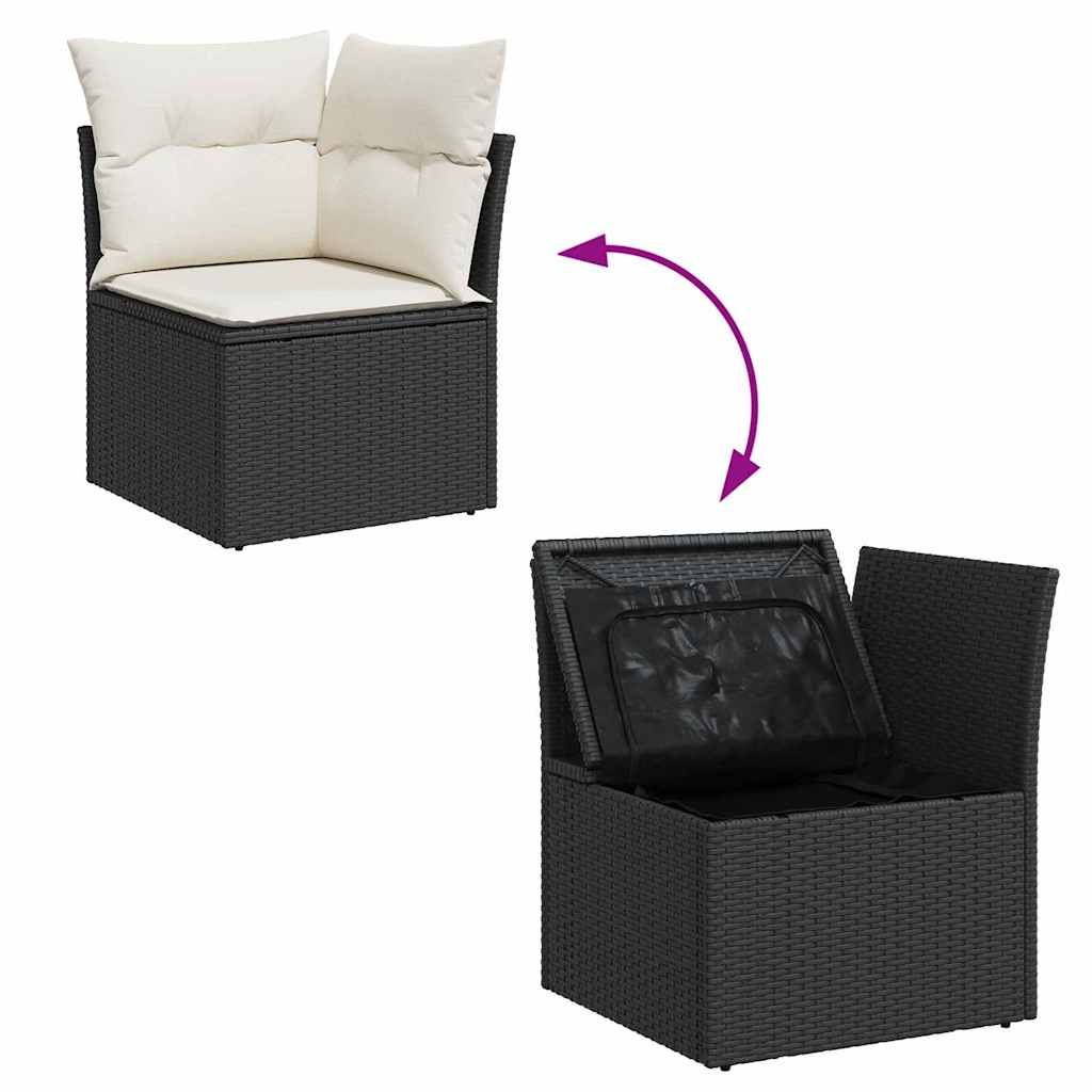 vidaXL Conjunto de Sofá de Jardim 7 pcs Preto Rattan Sintético