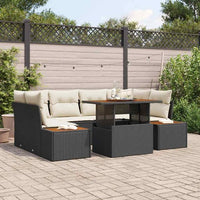 vidaXL Conjunto de Sofá de Jardim 7 pcs Preto Rattan Sintético