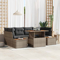 vidaXL Conjunto de Sofá de Jardim 7 pcs Preto Rattan Sintético