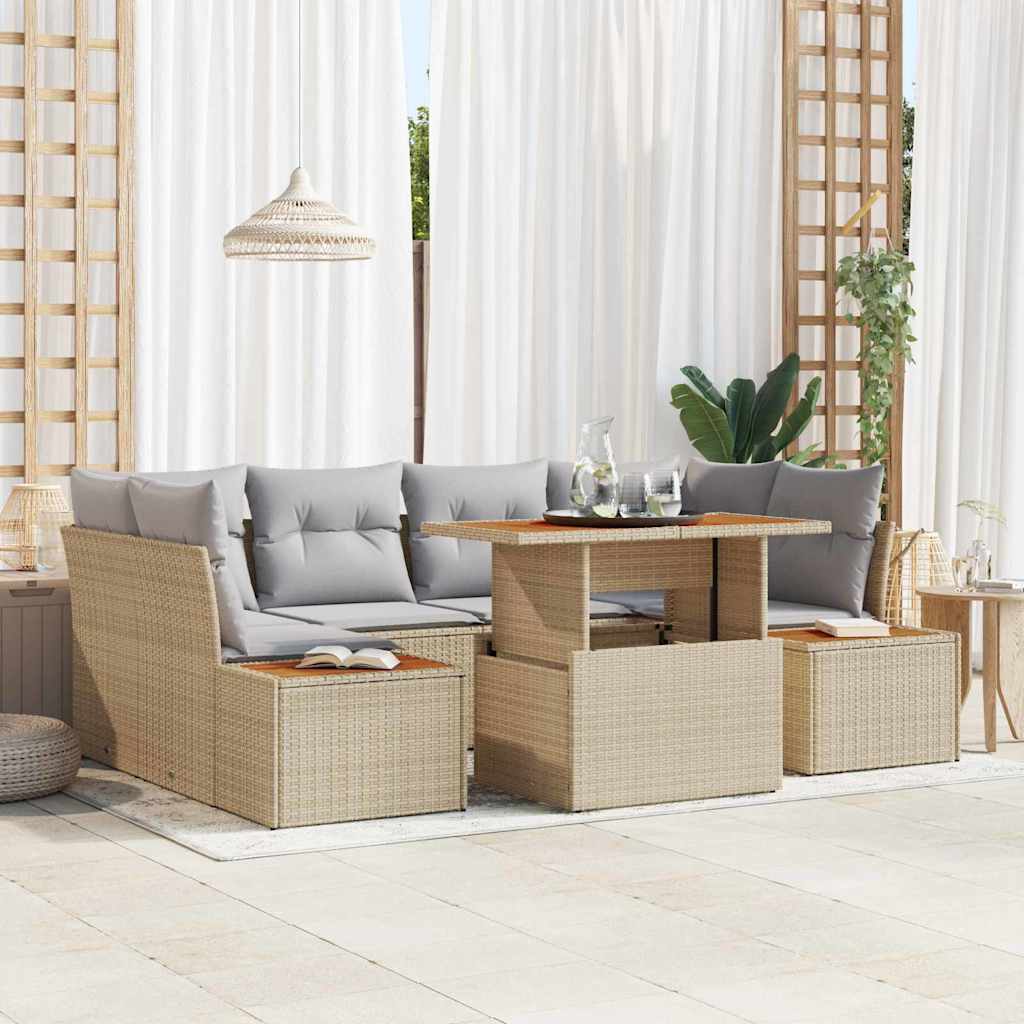vidaXL Conjunto de Sofá de Jardim 7 pcs Preto Rattan Sintético