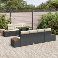 vidaXL Conjunto de Sofá de Jardim 8 pcs Preto Rattan Sintético