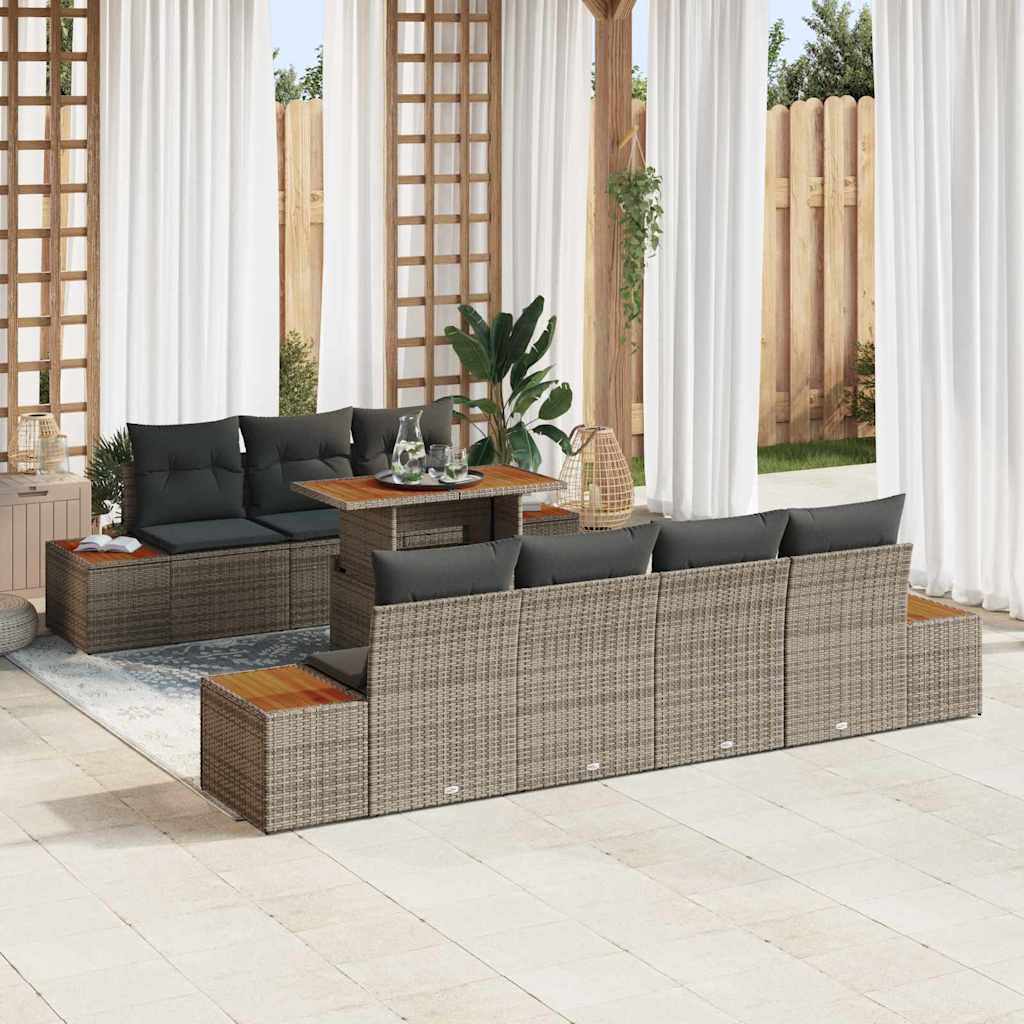 vidaXL Conjunto de Sofá de Jardim 8 pcs Preto Rattan Sintético