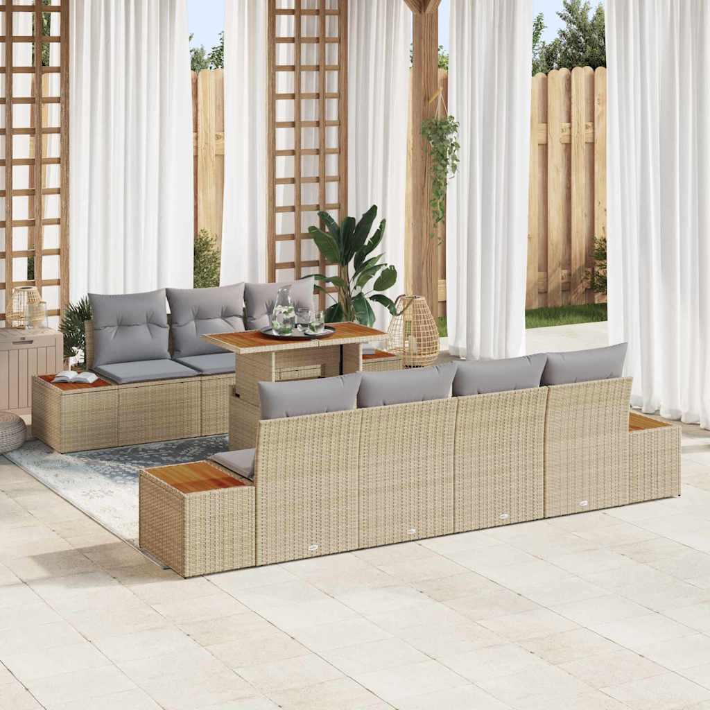 vidaXL Conjunto de Sofá de Jardim 8 pcs Preto Rattan Sintético