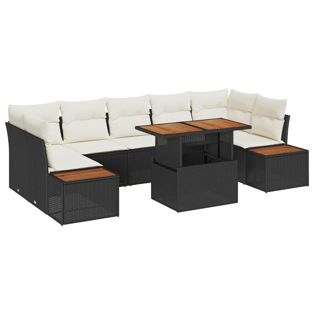 vidaXL Conjunto de Sofá de Jardim 8 pcs Preto Rattan Sintético
