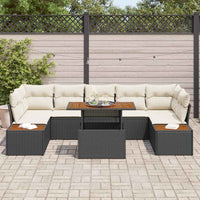 vidaXL Conjunto de Sofá de Jardim 8 pcs Preto Rattan Sintético