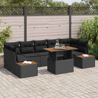 vidaXL Conjunto de Sofá de Jardim 8 pcs Preto Rattan Sintético