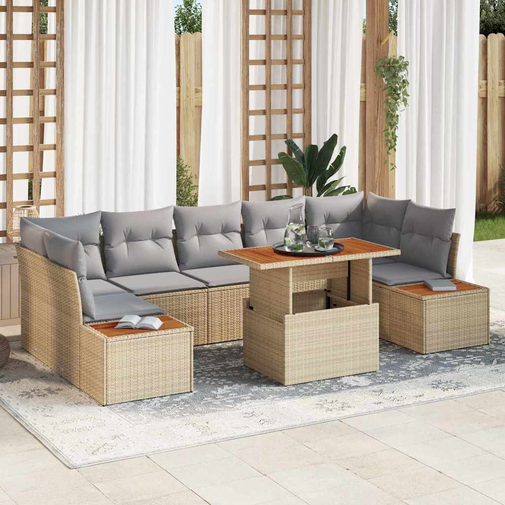 vidaXL Conjunto de Sofá de Jardim 8 pcs Preto Rattan Sintético