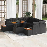 vidaXL Conjunto de Sofá de Jardim 9 pcs Preto Rattan Sintético