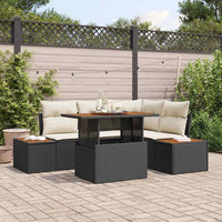 vidaXL Conjunto de Sofá de Jardim 5 pcs Preto Rattan Sintético