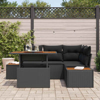 vidaXL Conjunto de Sofá de Jardim 5 pcs Preto Rattan Sintético