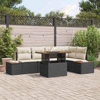 vidaXL Conjunto de Sofá de Jardim 6 pcs Preto Rattan Sintético