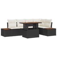 vidaXL Conjunto de Sofá de Jardim 6 pcs Preto Rattan Sintético