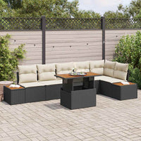 vidaXL Conjunto de Sofá de Jardim 7 pcs Preto Rattan Sintético