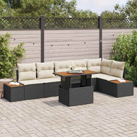 vidaXL Conjunto de Sofá de Jardim 7 pcs Preto Rattan Sintético