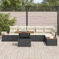 vidaXL Conjunto de Sofá de Jardim 7 pcs Preto Rattan Sintético