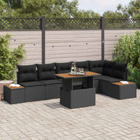 vidaXL Conjunto de Sofá de Jardim 7 pcs Preto Rattan Sintético