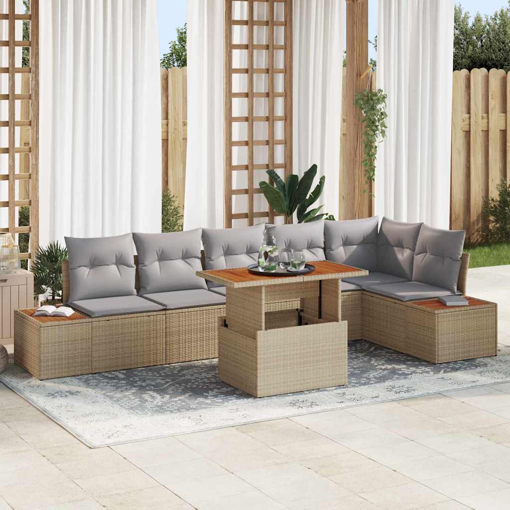 vidaXL Conjunto de Sofá de Jardim 7 pcs Preto Rattan Sintético