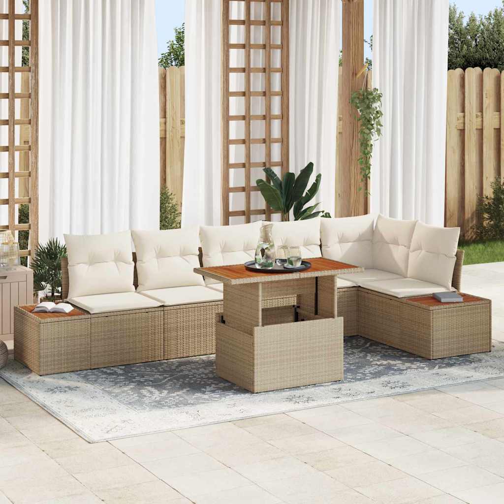 vidaXL Conjunto de Sofá de Jardim 7 pcs Preto Rattan Sintético