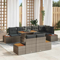 vidaXL Conjunto de Sofá de Jardim 9 pcs Preto Rattan Sintético