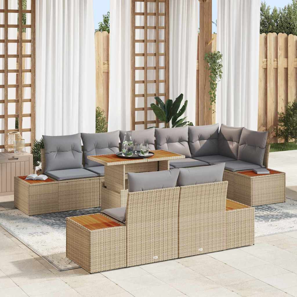 vidaXL Conjunto de Sofá de Jardim 9 pcs Preto Rattan Sintético