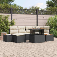 vidaXL Conjunto de Sofá de Jardim 7 pcs Preto Rattan Sintético