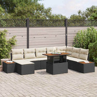 vidaXL Conjunto de Sofá de Jardim 9 pcs Preto Rattan Sintético