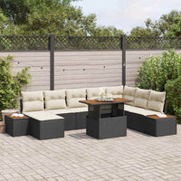 vidaXL Conjunto de Sofá de Jardim 9 pcs Preto Rattan Sintético