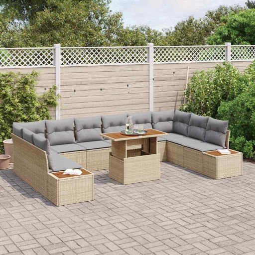 vidaXL Conjunto de Sofá de Jardim 11 pcs Preto Rattan Sintético