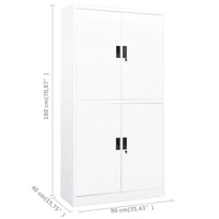 vidaXL Armário de escritório 90x40x180 cm aço branco