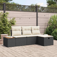 vidaXL Conjunto de Sofá de Jardim 4 pcs Preto Rattan Sintético