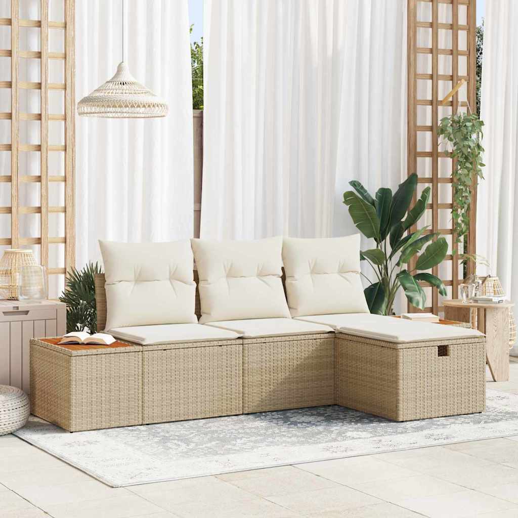 vidaXL Conjunto de Sofá de Jardim 4 pcs Preto Rattan Sintético