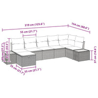 vidaXL Conjunto de Sofá de Jardim com almofada 8 pcs Preto vime PE
