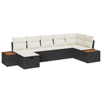 vidaXL Conjunto de Sofá de Jardim com almofada 8 pcs Preto vime PE