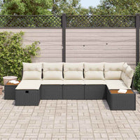 vidaXL Conjunto de Sofá de Jardim com almofada 8 pcs Preto vime PE