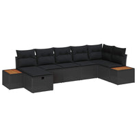vidaXL Conjunto de Sofá de Jardim com almofada 8 pcs Preto vime PE