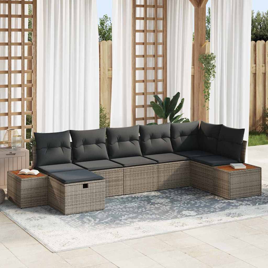 vidaXL Conjunto de Sofá de Jardim com almofada 8 pcs Preto vime PE