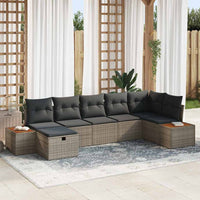 vidaXL Conjunto de Sofá de Jardim com almofada 8 pcs Preto vime PE