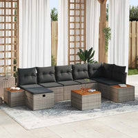 vidaXL Conjunto de Sofá de Jardim com almofada 8 pcs Preto vime PE