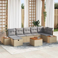 vidaXL Conjunto de Sofá de Jardim com almofada 8 pcs Preto vime PE