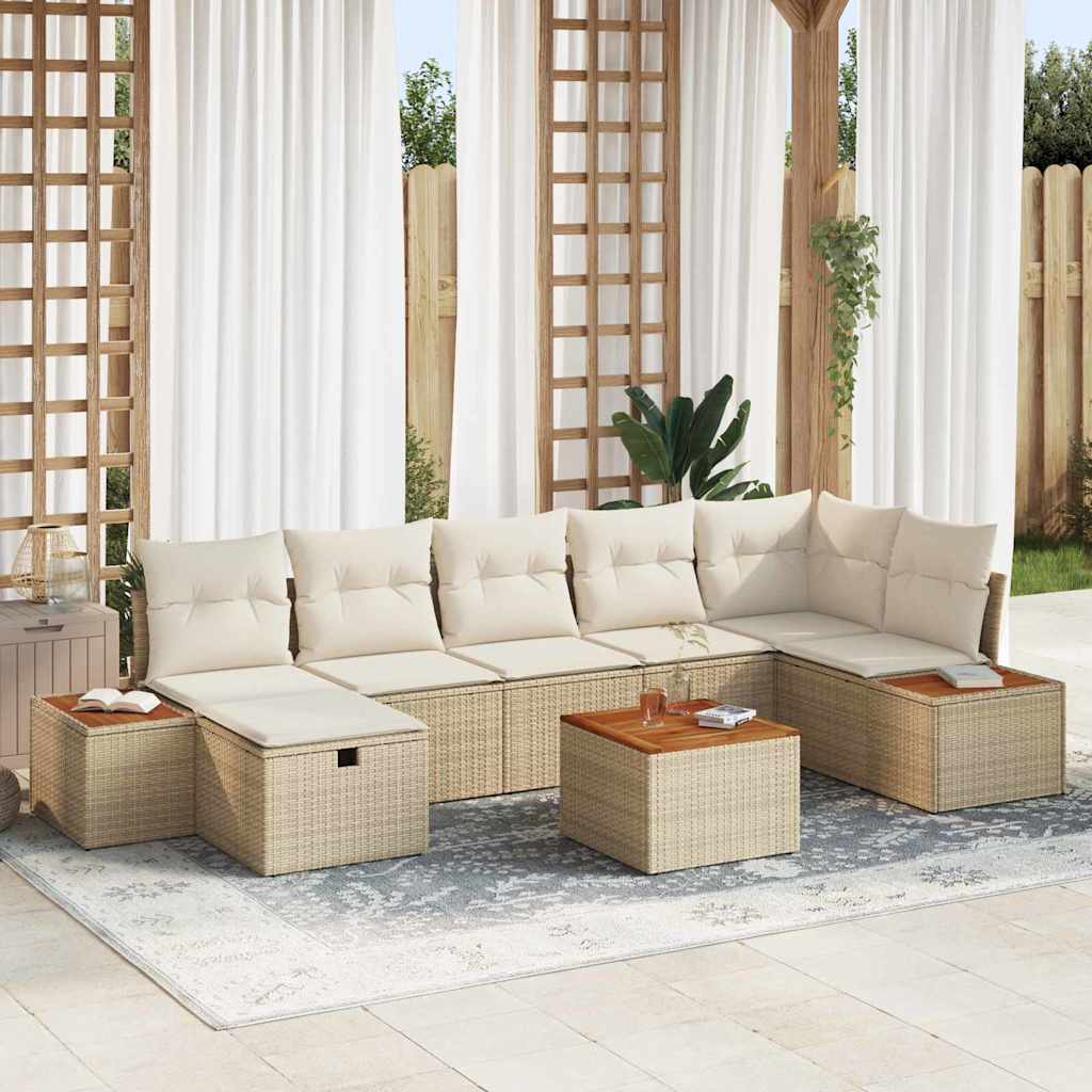 vidaXL Conjunto de Sofá de Jardim com almofada 8 pcs Preto vime PE