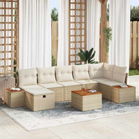 vidaXL Conjunto de Sofá de Jardim com almofada 8 pcs Preto vime PE