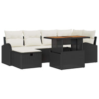 vidaXL Conjunto de Sofá de Jardim com almofada 7 pcs Preto vime PE