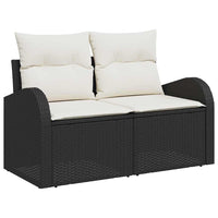 vidaXL Conjunto de Sofá de Jardim com almofada 7 pcs Preto vime PE
