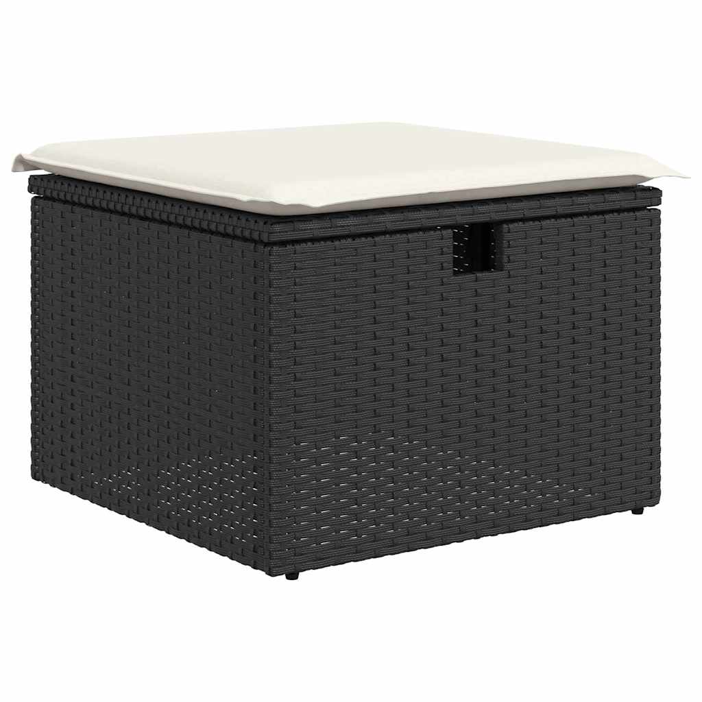 vidaXL Conjunto de Sofá de Jardim com almofada 7 pcs Preto vime PE
