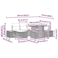 vidaXL Conjunto de Sofá de Jardim 7 pcs Preto Rattan Sintético