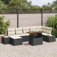 vidaXL Conjunto de Sofá de Jardim com almofada 8 pcs Preto vime PE