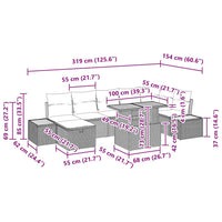 vidaXL Conjunto de Sofá de Jardim com almofada 8 pcs Preto vime PE